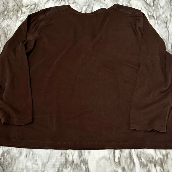 Lauren Ralph Lauren Chocolate Brown Y2K Small Pocket Plus Size Button Up Henley - Picture 8 of 9